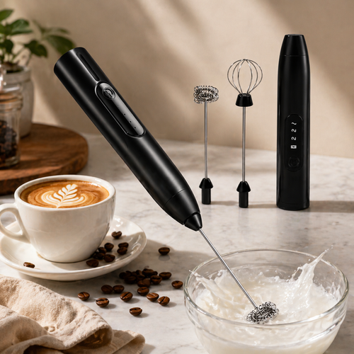 Espumador Eléctrico Doble Cabezal Tipo Barista