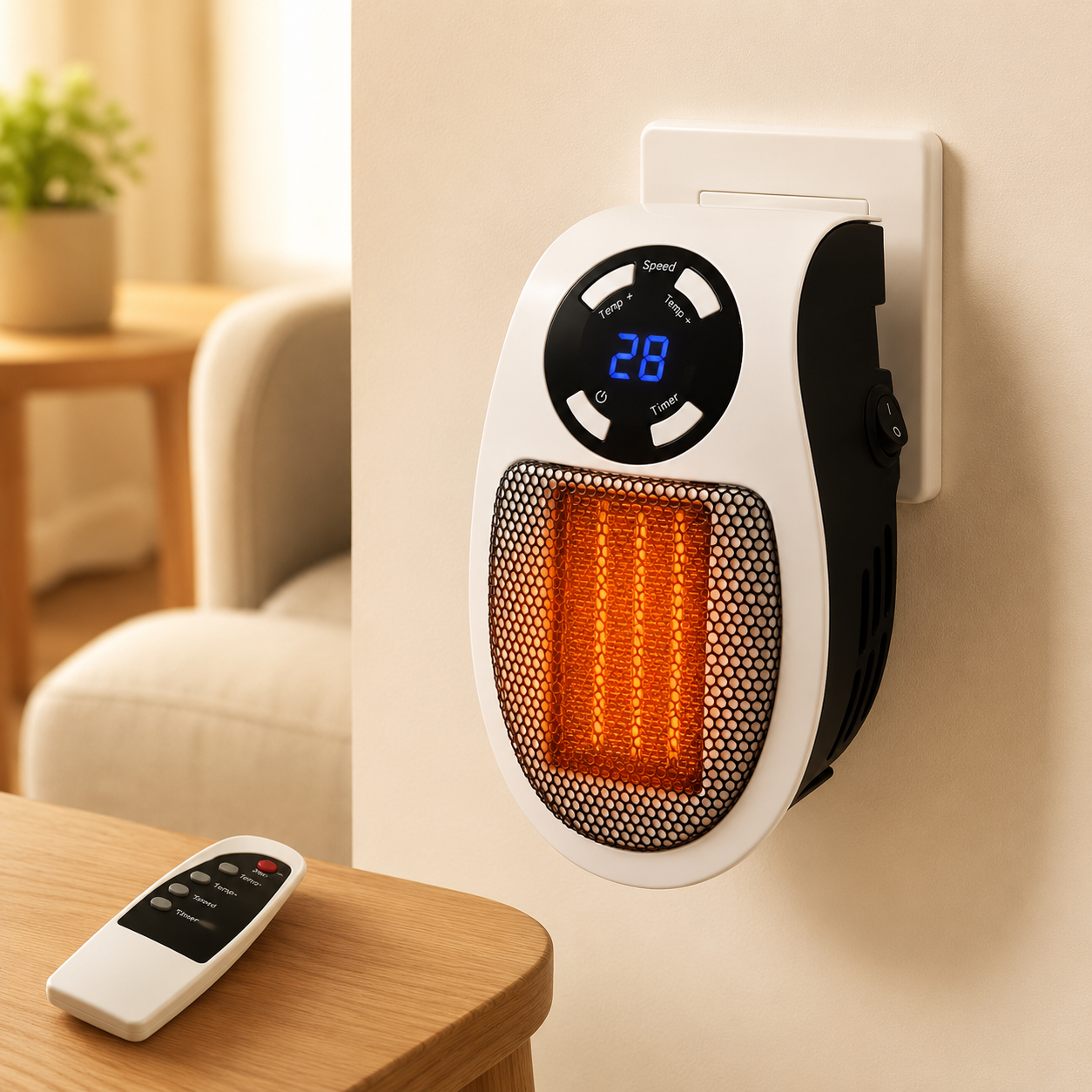 Calefactor Portatil 500W con Display y Control Remoto