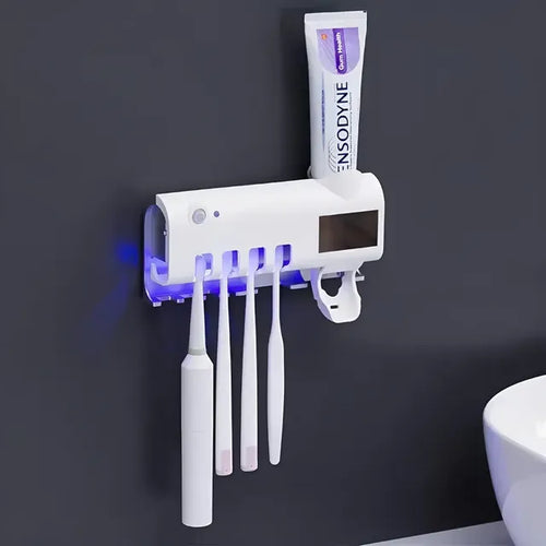 Porta Cepillo Dental UV con Dispensador Automático y Carga USB