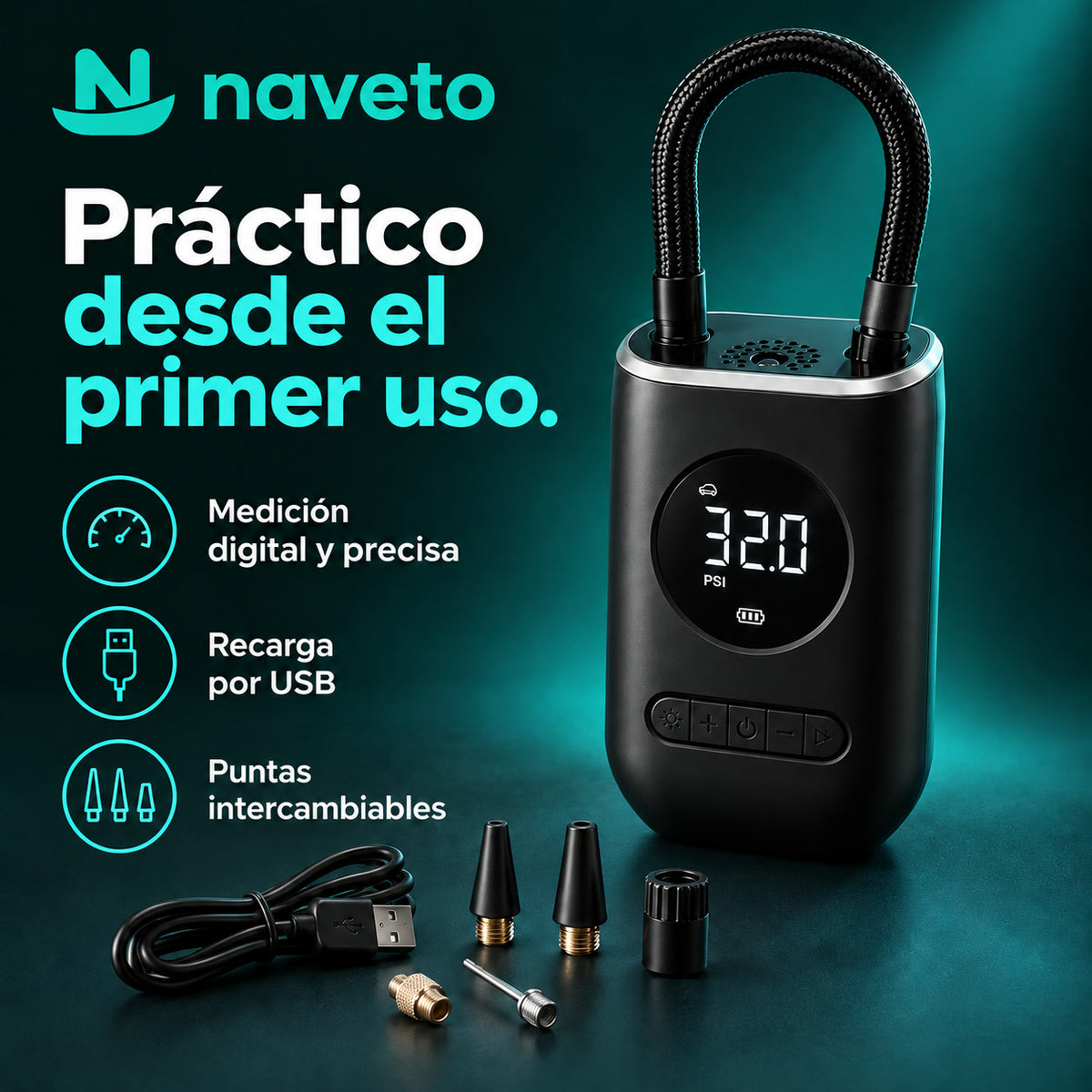 Beneficios: medición digital, recarga por USB y puntas intercambiables