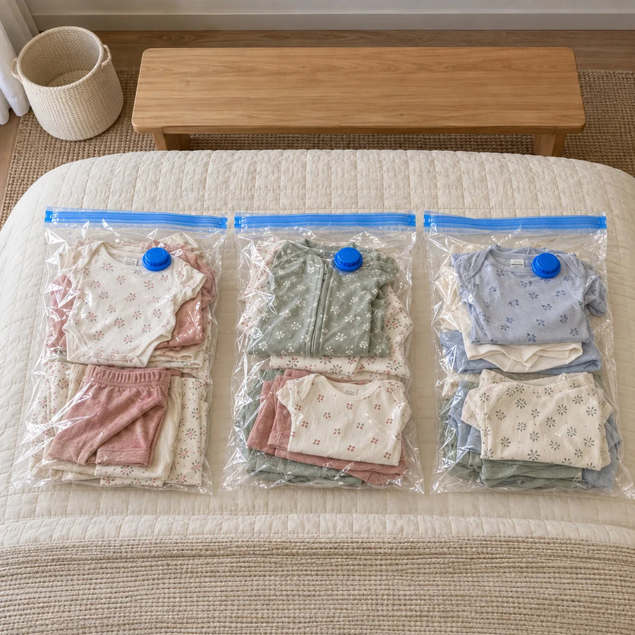 Ropa de bebé: después, con la ropa en bolsas al vacío